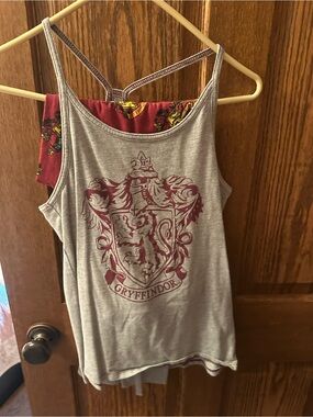 Gryffindor Crest Gray Tank Top and Jammy Pants with Burgundy Print